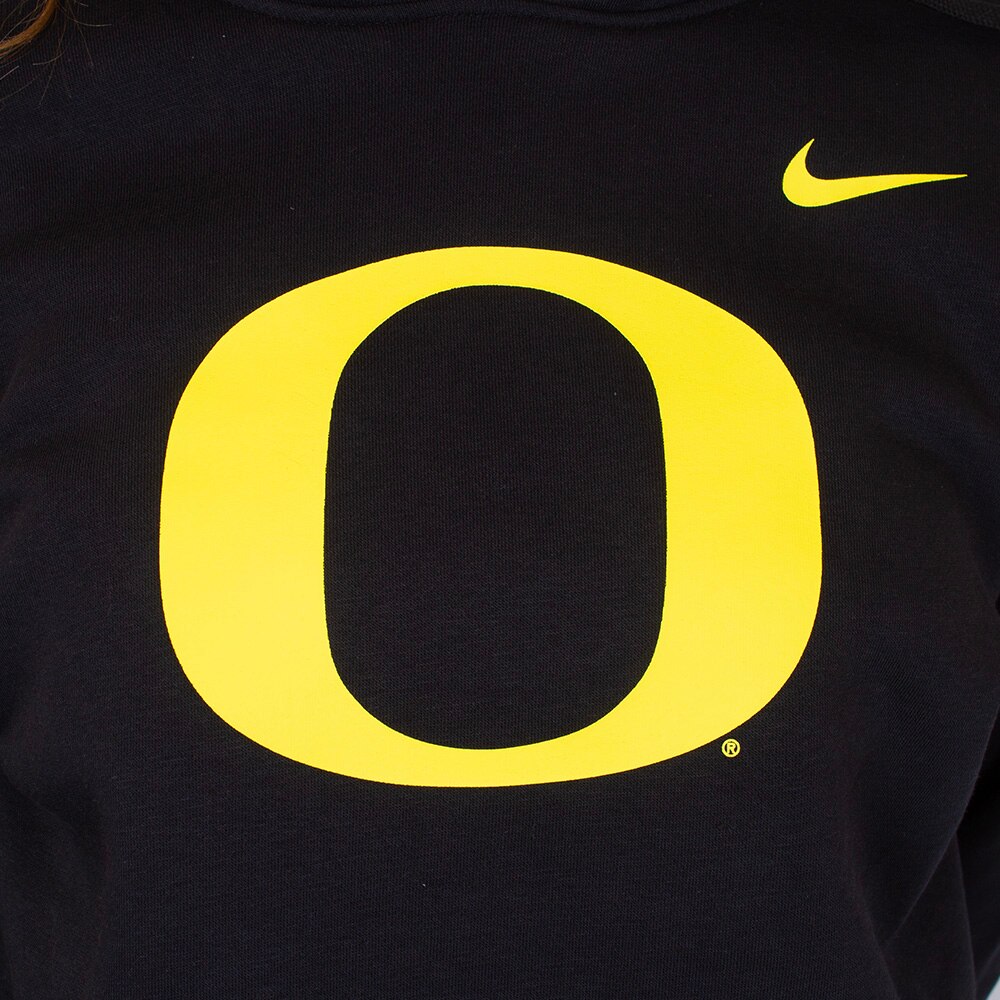 Classic Oregon O, Nike, Black, Hoodie, Cotton Blend, Women, Fleece, Sweatshirt, Pullover, 874379
